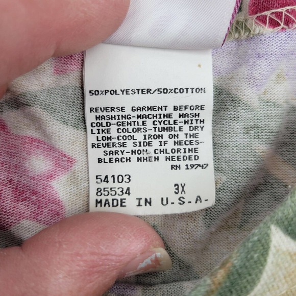 Vintage No Boundaries Plus Women's 3XL 80's Floral Short Sleeve Pullover Top‎ - Picture 6 of 11